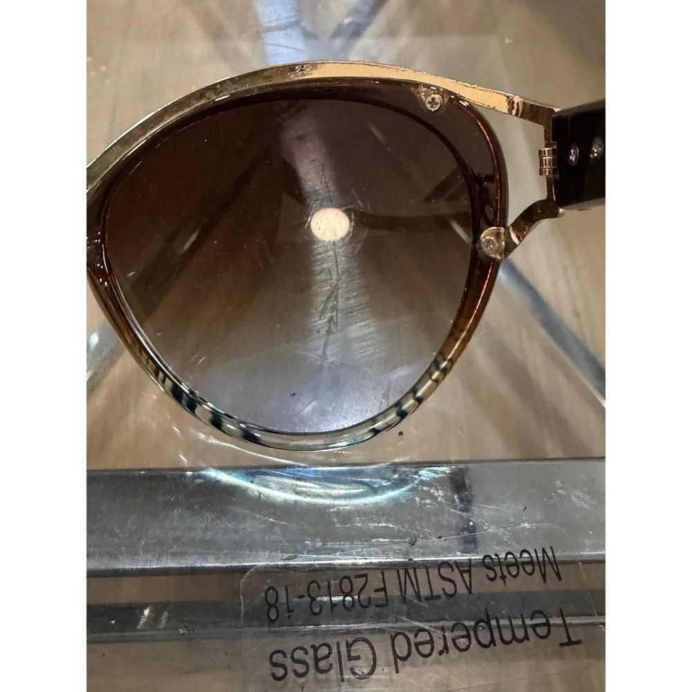 Jessica Simpson Brown Gradient Oversized Round Sunglasses BRN Gold Trim